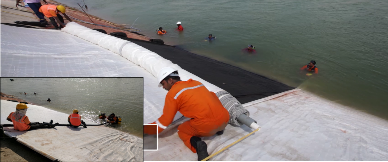 Riverbank Erosion Control & Scour Protection Using Articulated Concrete Block Mattress – Uttarpradesh
